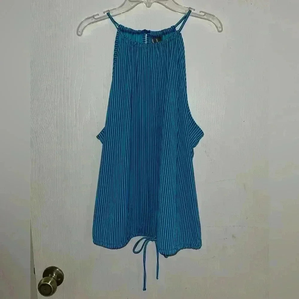 Worthington XXL sleeveless top lightblue with black strips